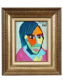 MIKE SWARTZMILLER PORTRAIT PAINTING STYLE OF PICASSO W COA