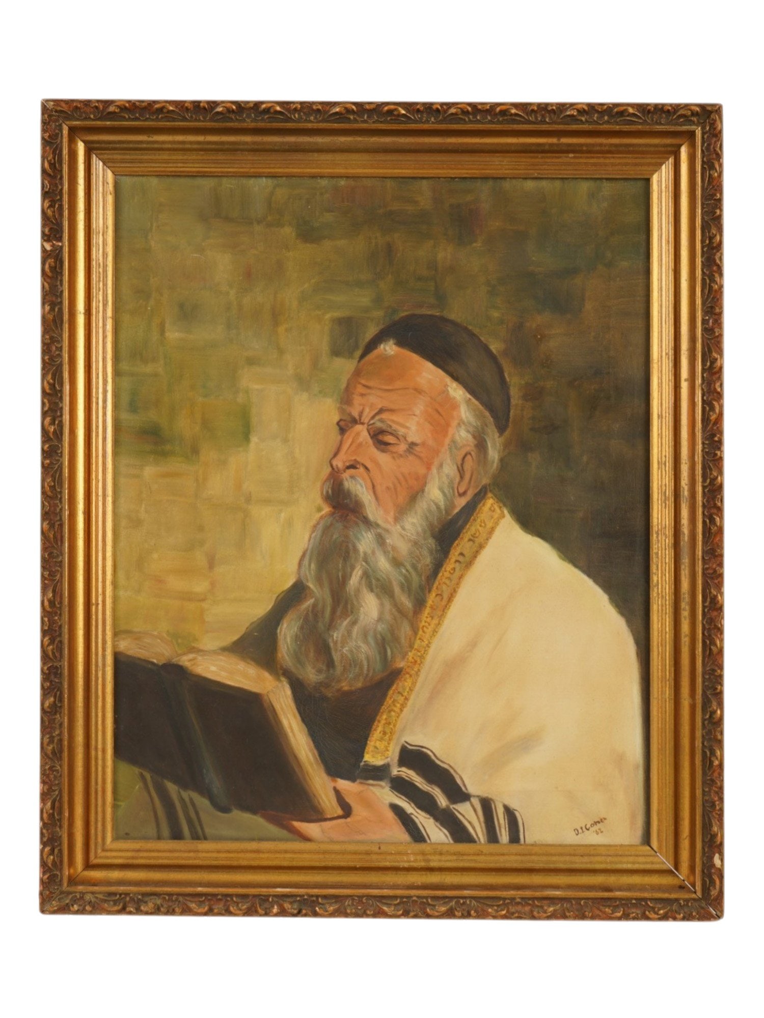 VINTAGE JUDAICA OIL PORTRAIT PAINTING BY D I COHEN (1 of 4)