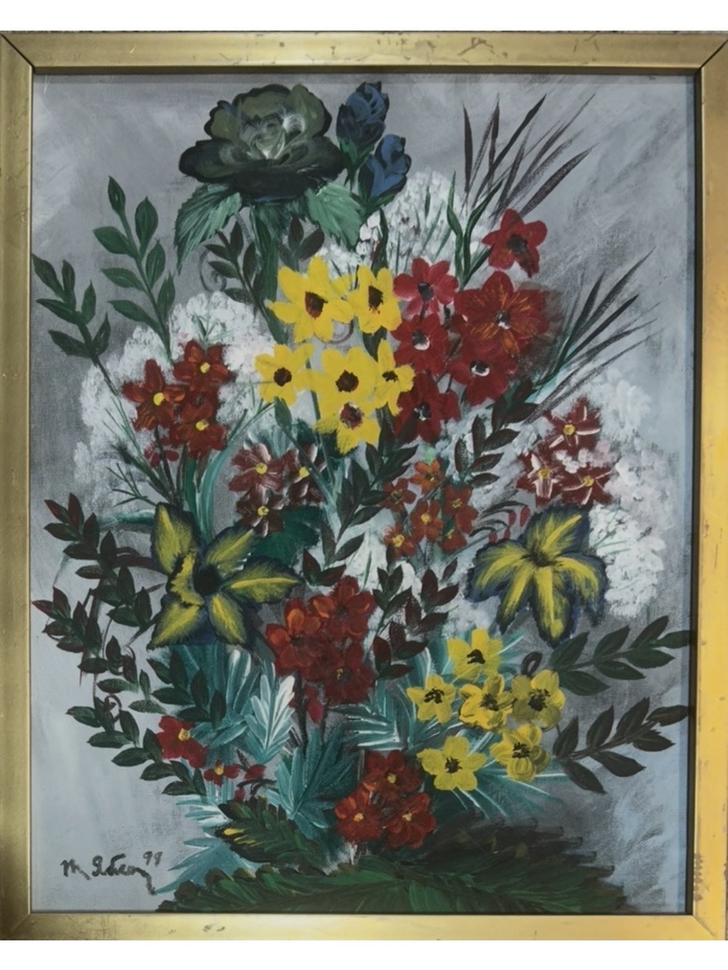SIGNED TATIANA YABLONSKAYA UKRAINIAN FLORAL STILL LIFE 1999 (1 of 5)