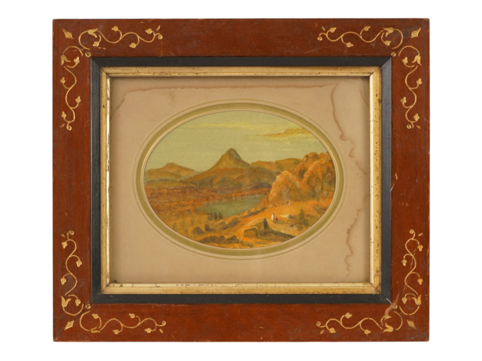 ANTIQUE 19TH C MOUNTAIN LANDSCAPE WATERCOLOR PAINTING (1 of 3)