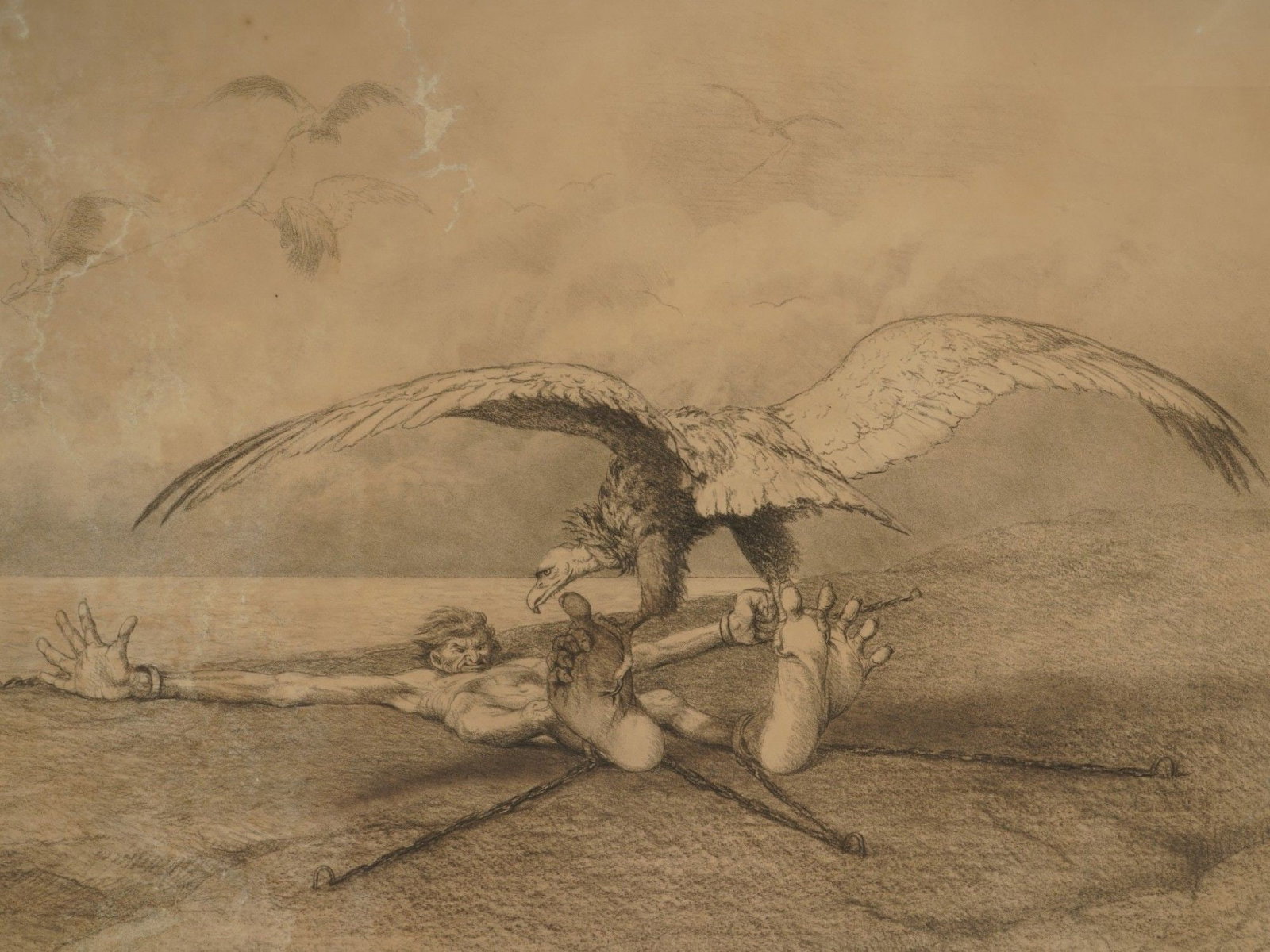 WILLIAM HOLBROOK BEARD GRAPHITE DRAWING PROMETHEUS - 2
