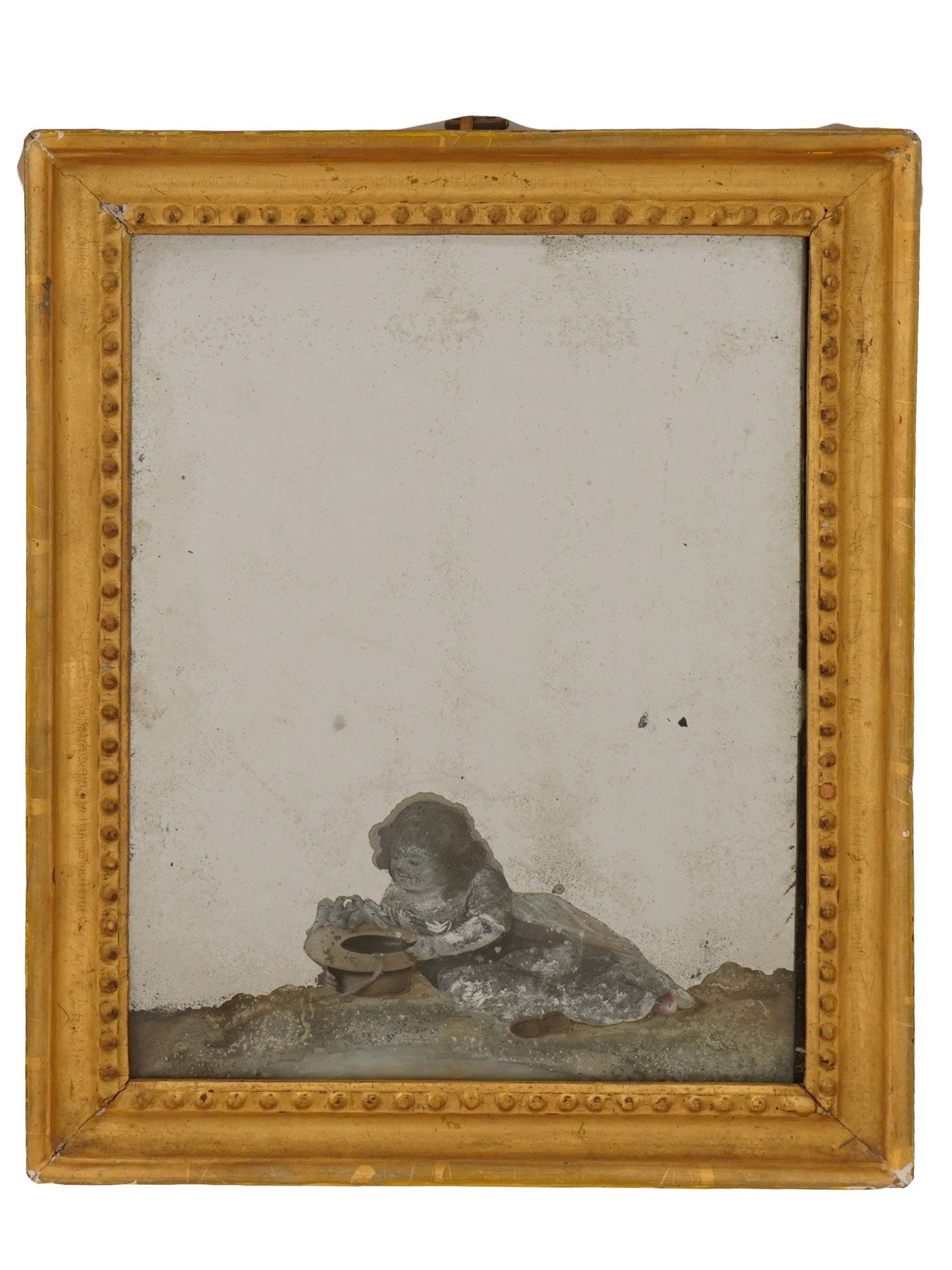 ANTIQUE VICTORIAN GENRE SCENE REVERSE GLASS PAINTING (1 of 6)