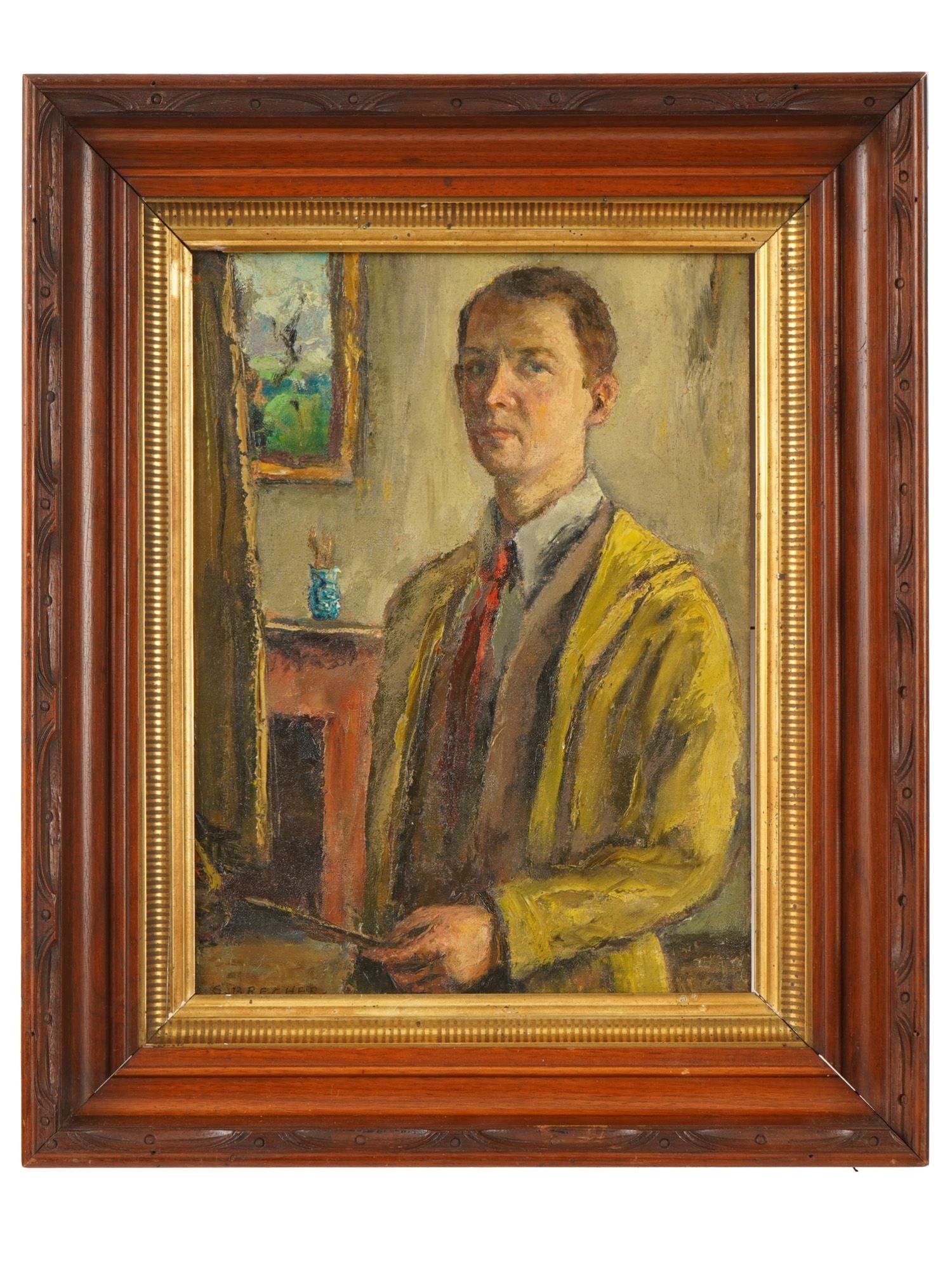 AMERICAN OIL SELF PORTRAIT PAINTING BY SAMUEL BRECHER (1 of 6)