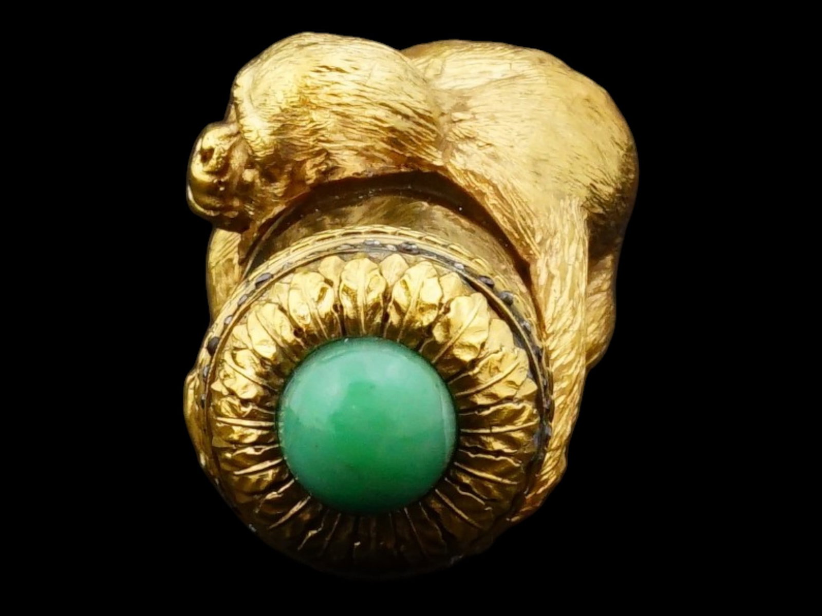 RUSSIAN SILVER ENAMEL CRYSTAL MONKEY CANE HANDLE - 14