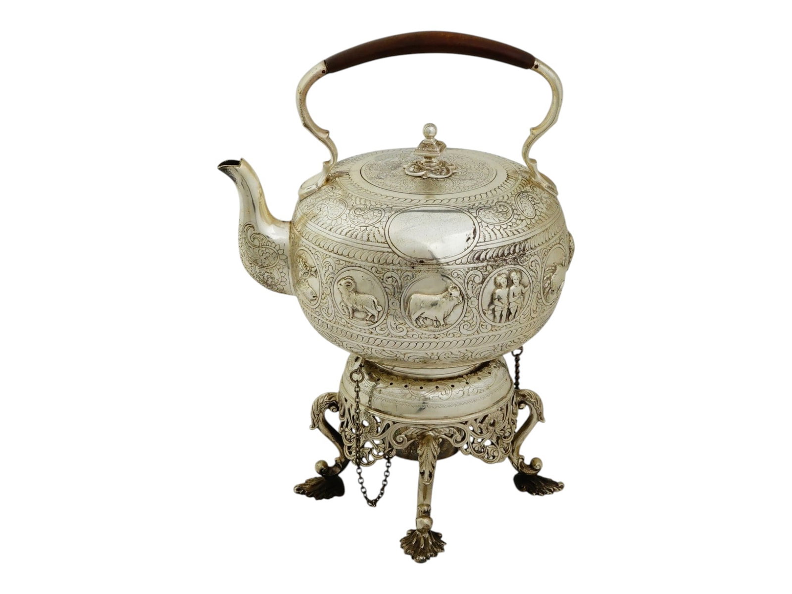 19TH C VICTORIAN SILVER PLATED KETTLE WITH WARMING STAND (1 of 20)