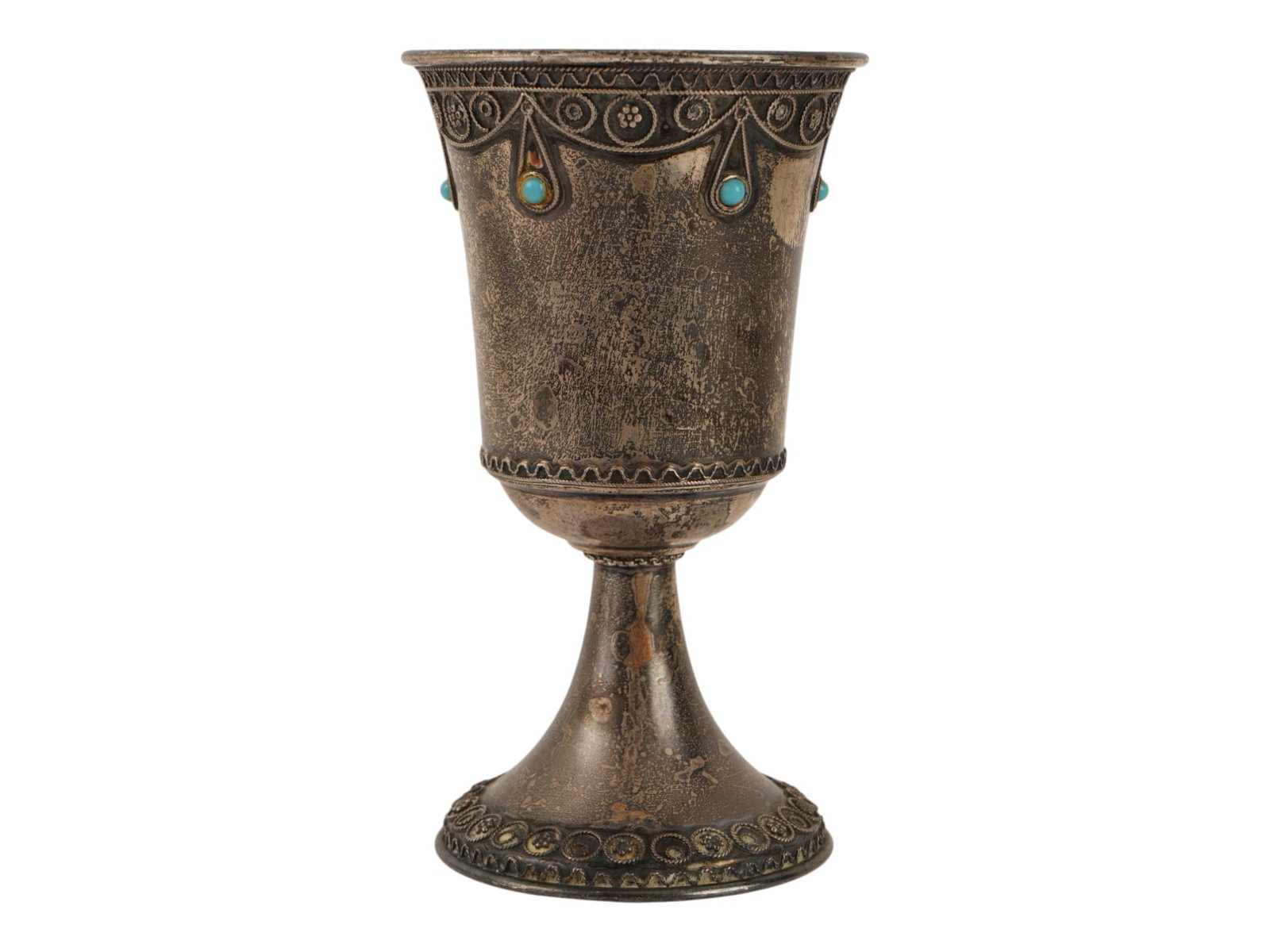 JUDAICA ISRAELI ZADOK STERLING SILVER KIDDUSH CUP (1 of 10)