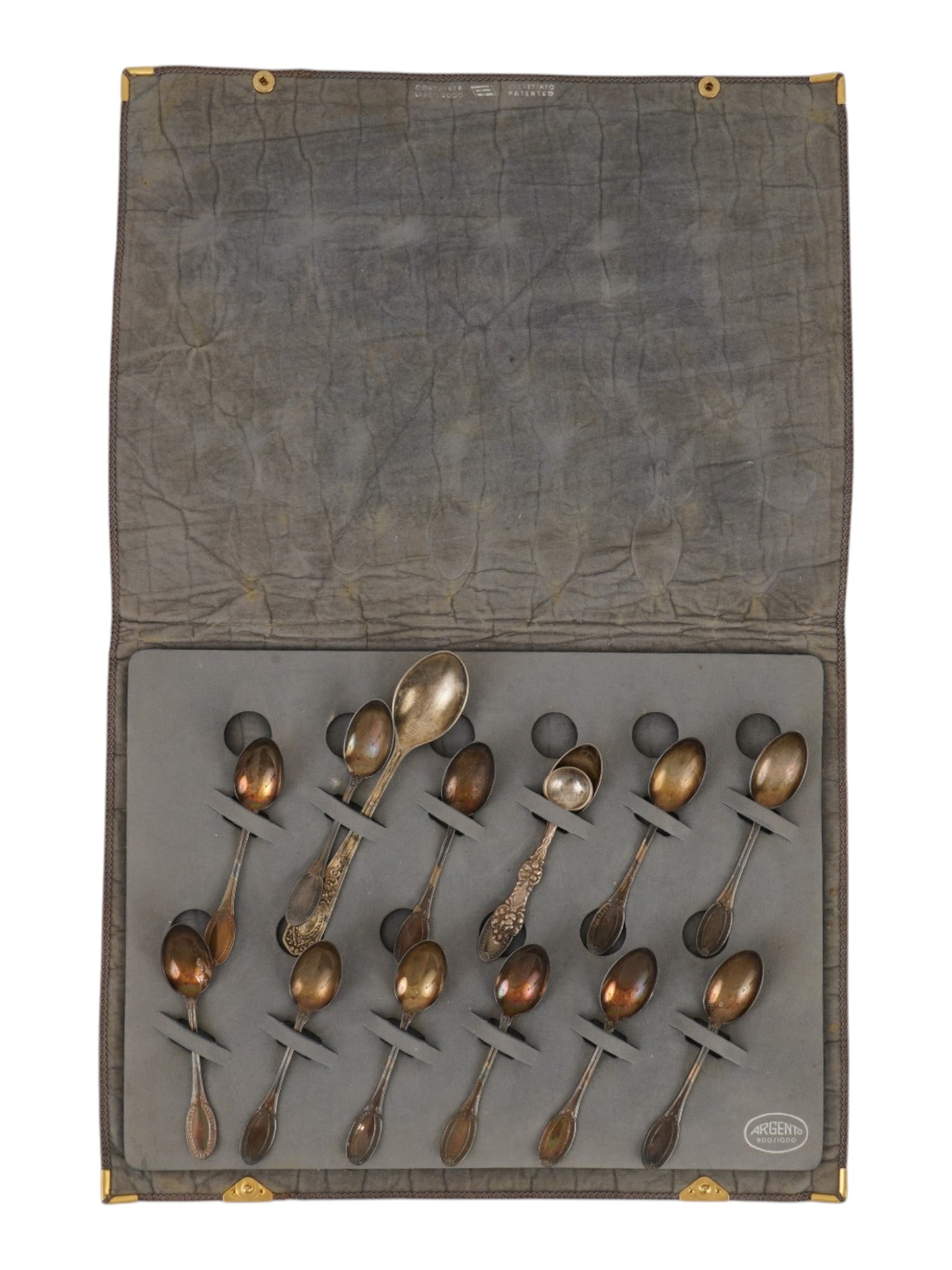 CASED SET OF 800 SILVER TEASPOONS AND SERVERS (1 of 13)