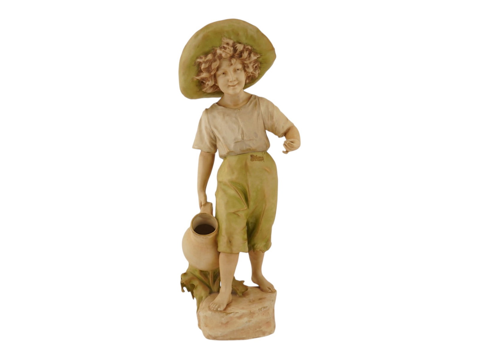 ANTIQUE AUSTRIA AMPHORA PORCELAIN FIGURE OF A PEASANT BOY (1 of 8)