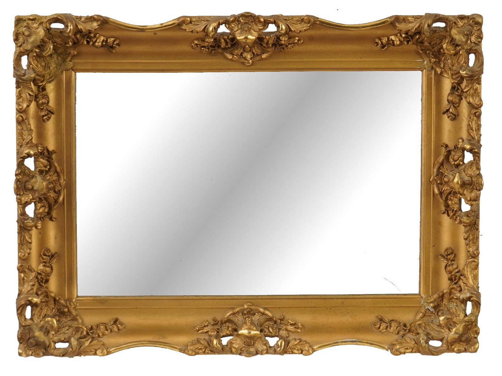 ANTIQUE BAROQUE ORNATE GILT WOOD WALL MIRROR (1 of 3)