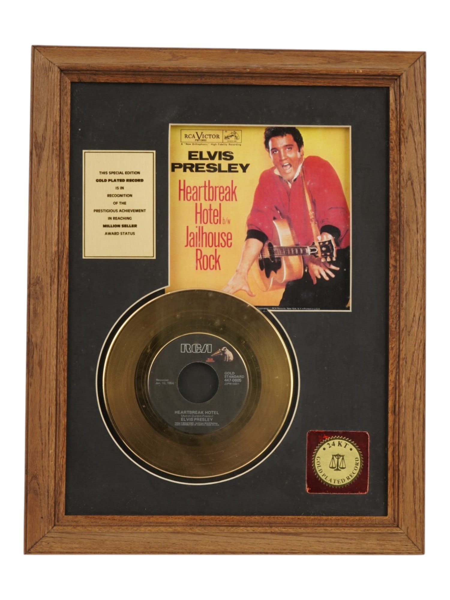 VINTAGE 24KT GOLD PLATED RECORD DISPLAY ELVIS PRESLEY (1 of 6)