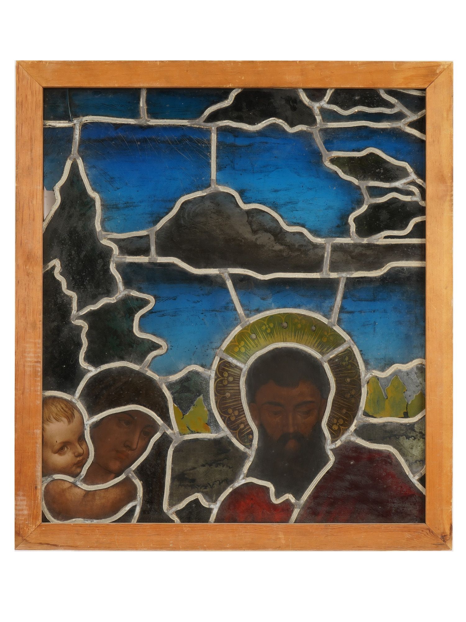 HOLY FAMILY PAINTED STAINED GLASS WINDOW PANEL (1 of 11)