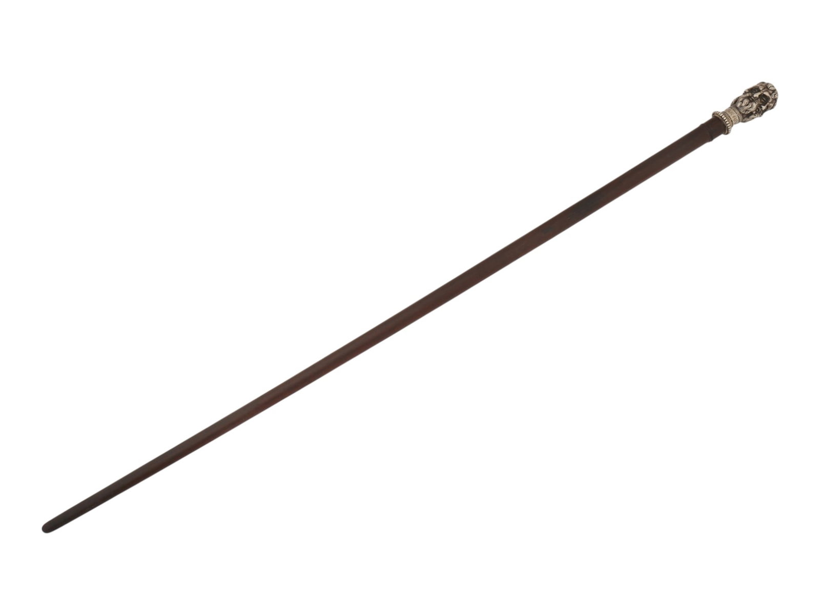 ANTIQUE ROSEWOOD WALKING CANE WITH SILVER POMMEL (1 of 10)