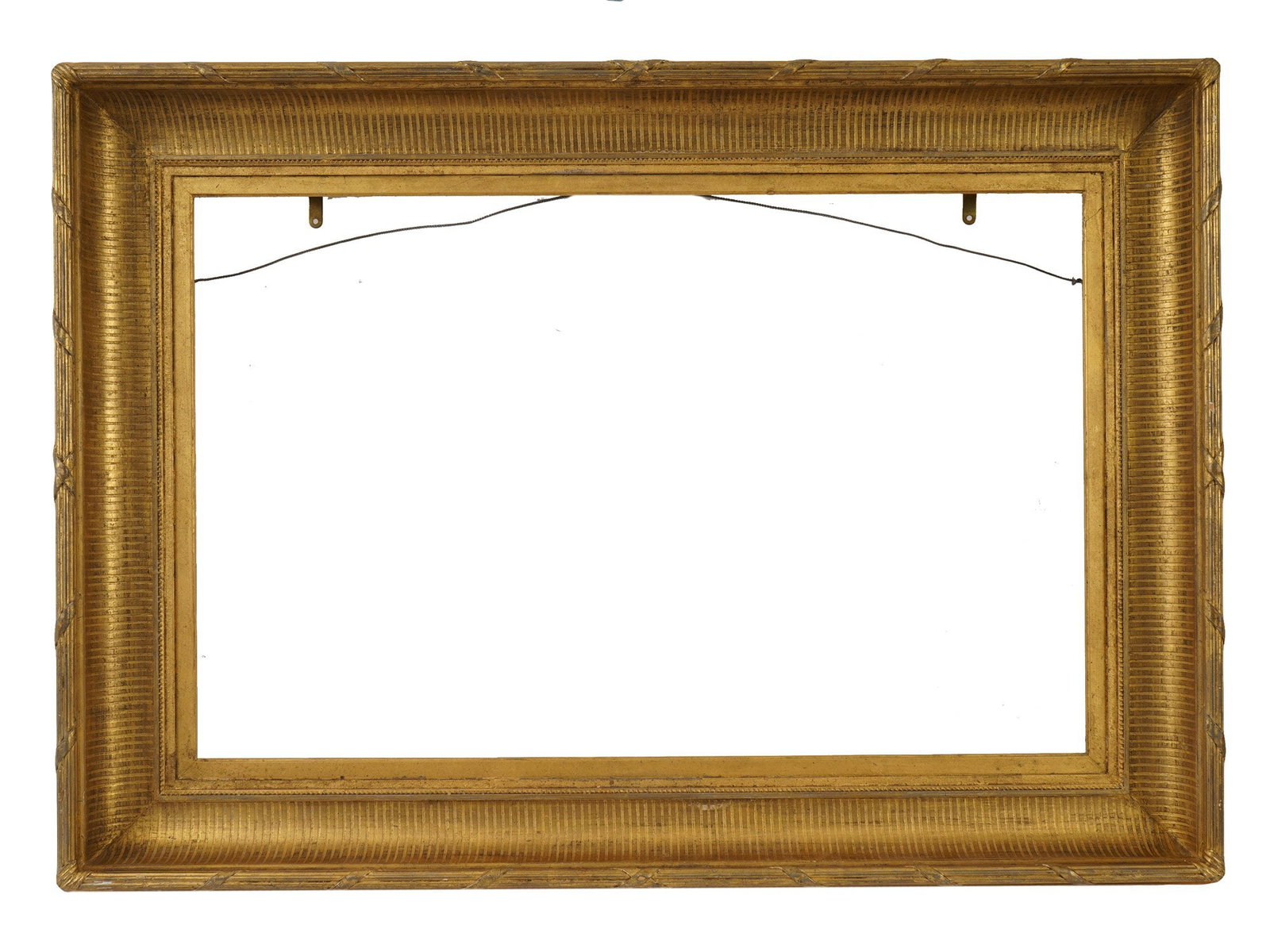 RECTANGULAR RIBBED DESIGN GILT WOOD PICTURE FRAME (1 of 6)