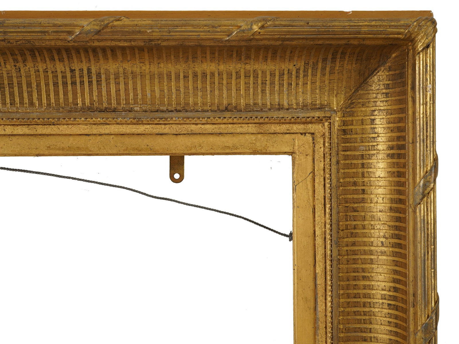RECTANGULAR RIBBED DESIGN GILT WOOD PICTURE FRAME - 4