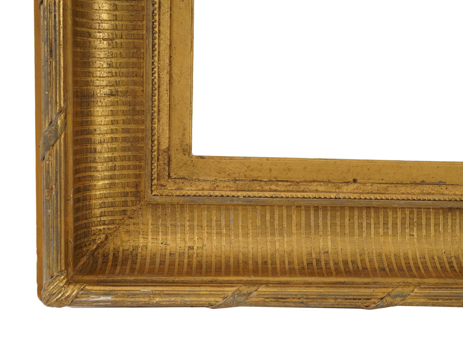 RECTANGULAR RIBBED DESIGN GILT WOOD PICTURE FRAME - 5