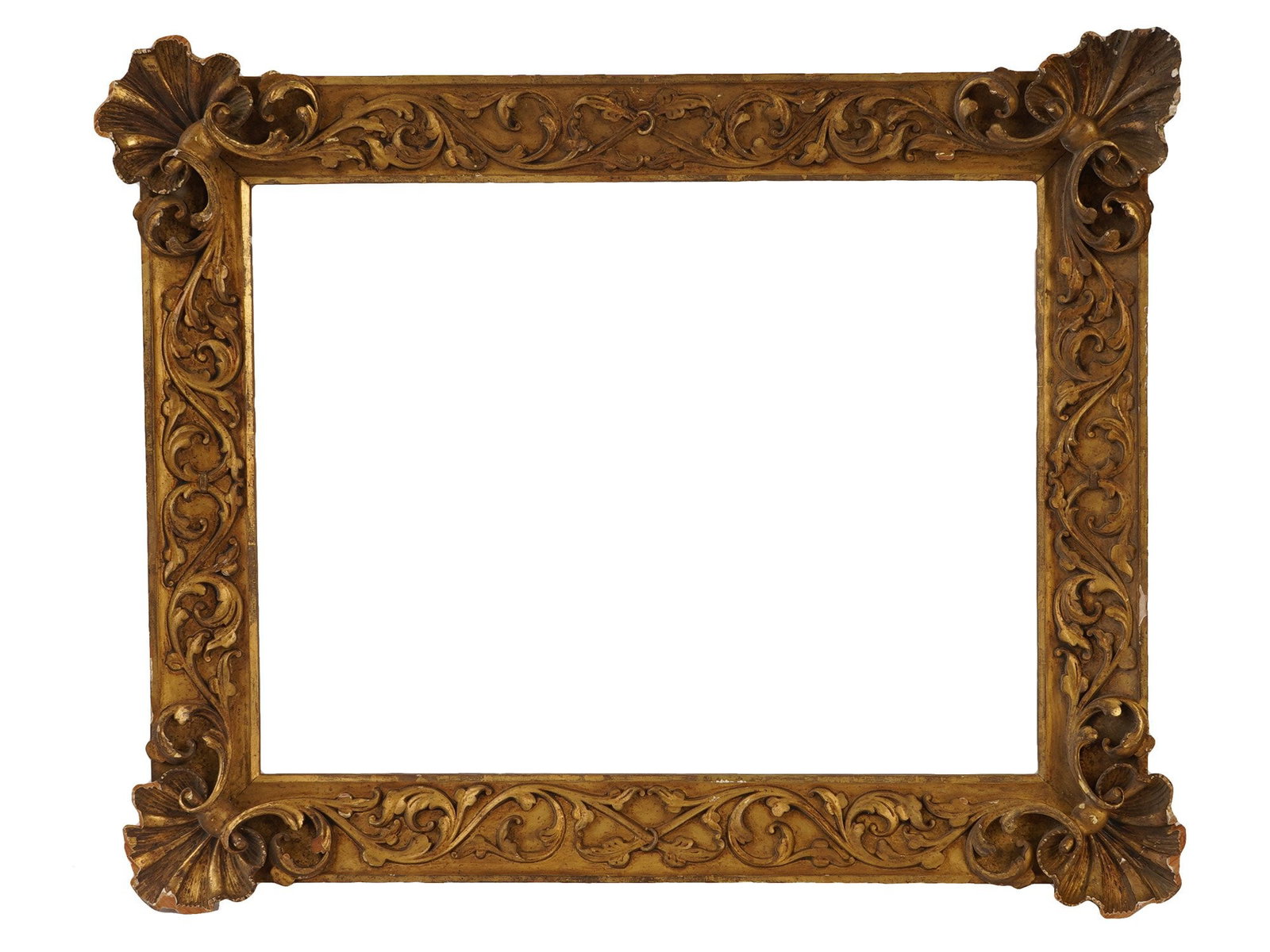 ANTIQUE LOUIS XIV GILDED WOOD AND GESSO PICTURE FRAME (1 of 6)