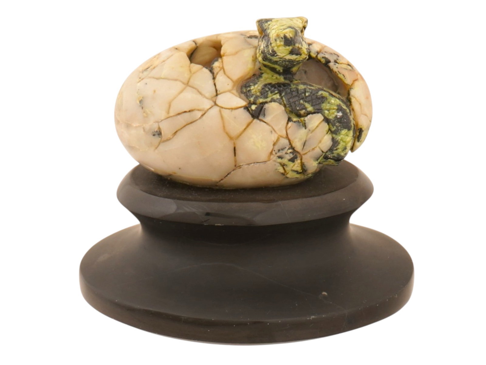 VINTAGE DECORATIVE CARVING STONE SCUPTURE DRAGON EGG (1 of 9)