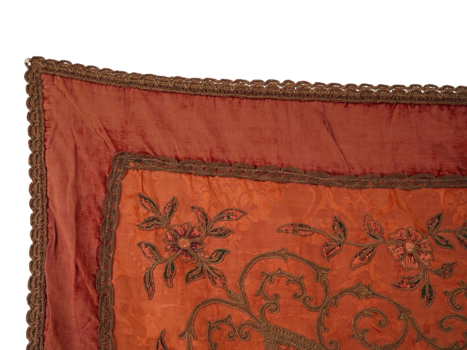ANTIQUE 19TH C EMBROIDERED TEXTILE PANEL - 3