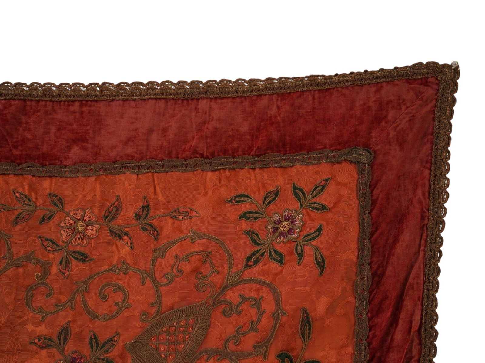 ANTIQUE 19TH C EMBROIDERED TEXTILE PANEL - 4