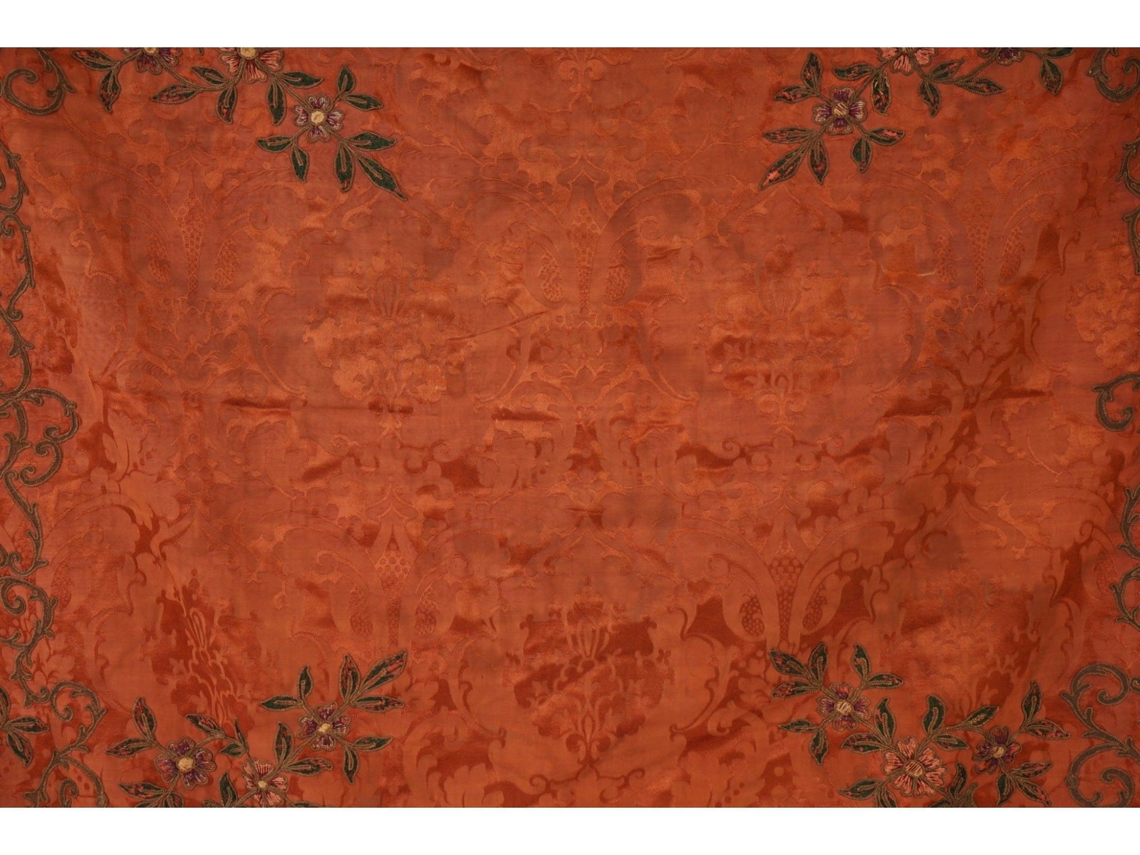 ANTIQUE 19TH C EMBROIDERED TEXTILE PANEL - 8