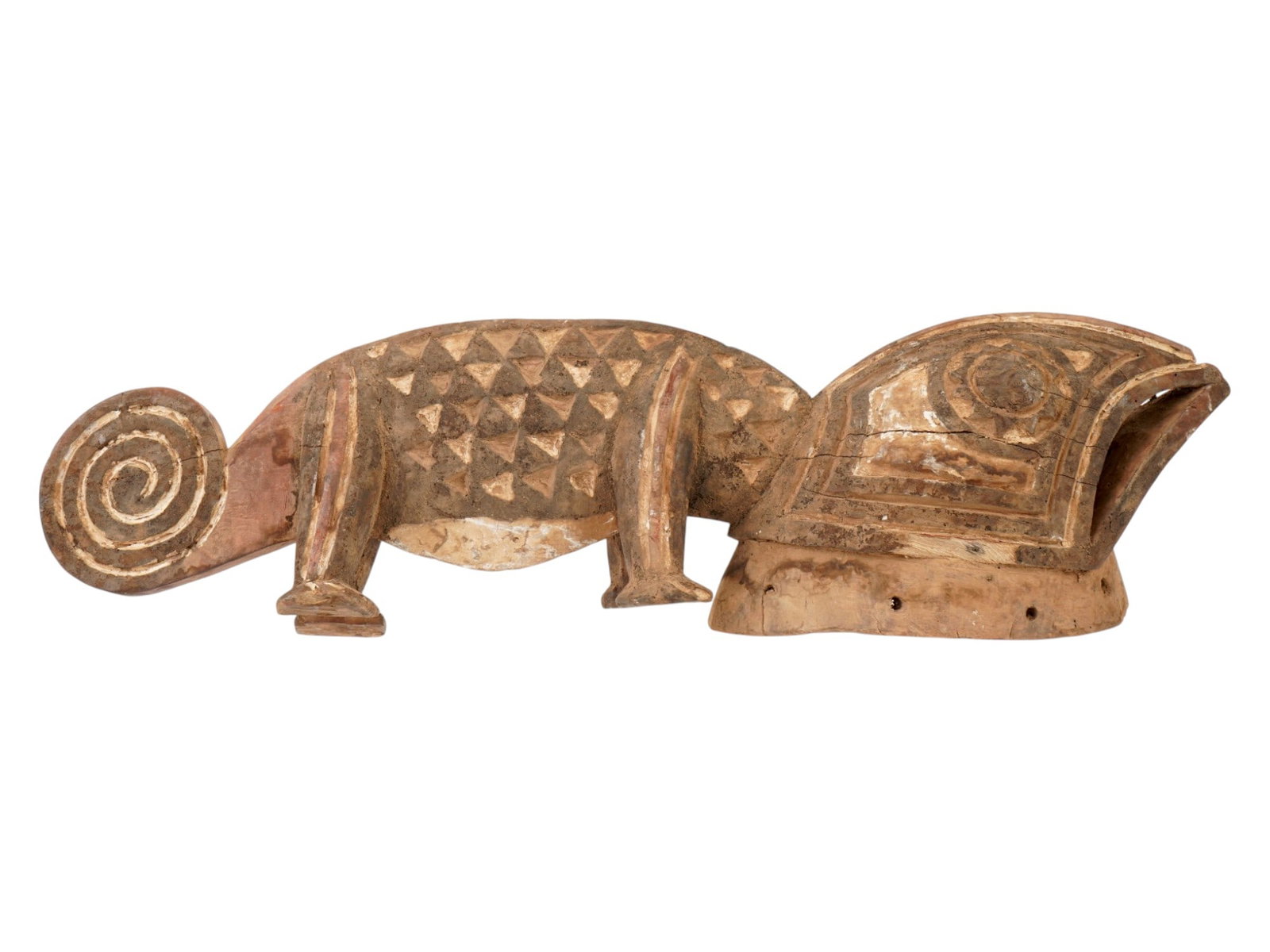 AFRICAN BURKINA FASO BOBO TRIBE WOODEN CHAMELEON MASK (1 of 8)