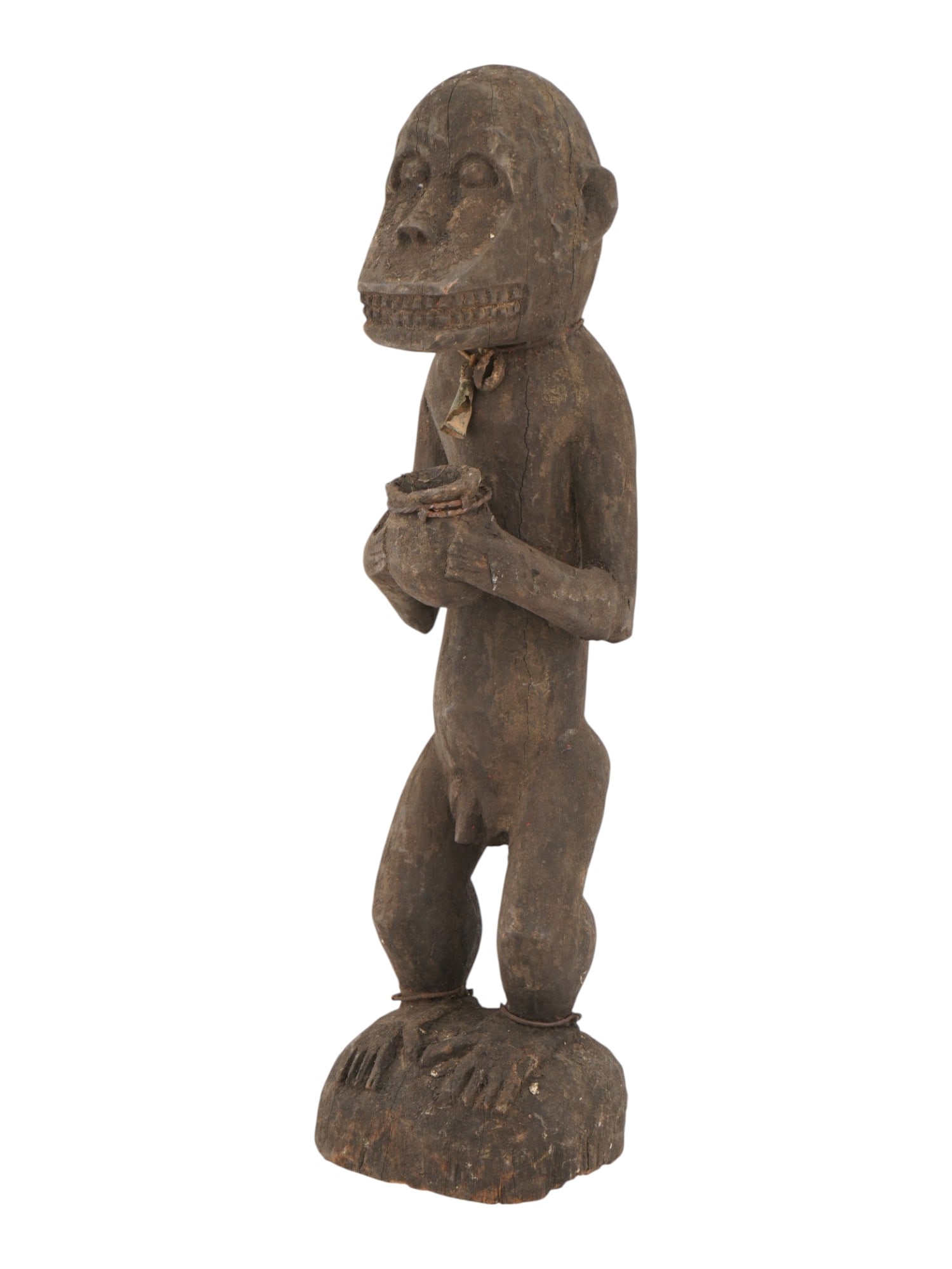 AFRICAN BAULE TRIBE HAND CARVED WOOD MONKEY STATUE (1 of 10)