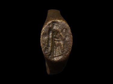 ANCIENT HELLENISTIC BRONZE SIGNET RING APHRODITE MIRROR