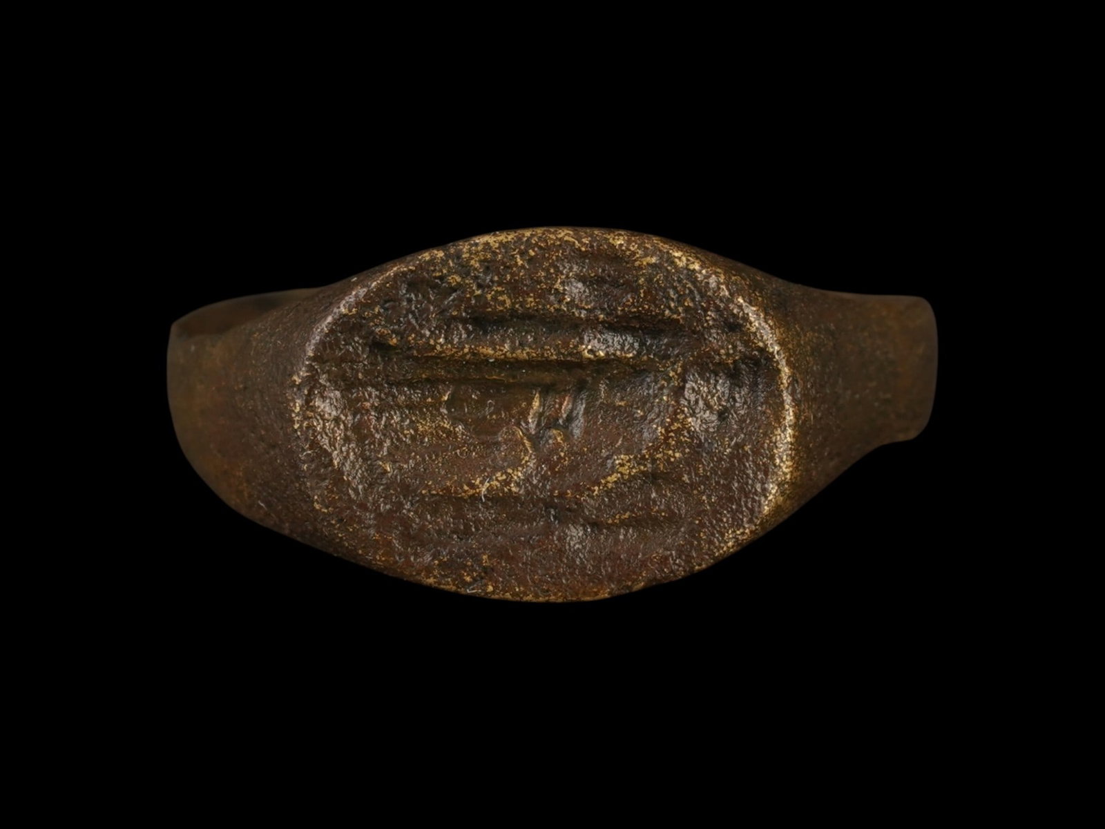 ANCIENT HELLENISTIC BRONZE SIGNET RING APHRODITE MIRROR - 2