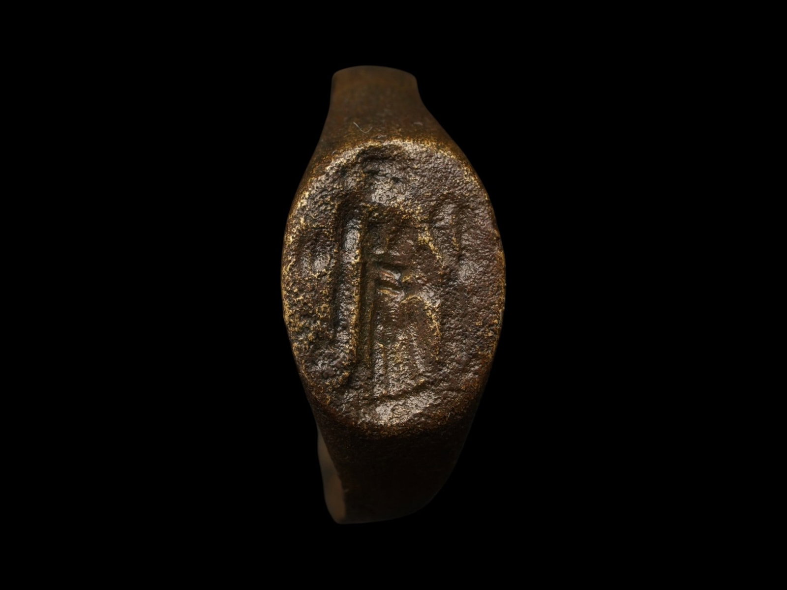 ANCIENT HELLENISTIC BRONZE SIGNET RING APHRODITE MIRROR - 3