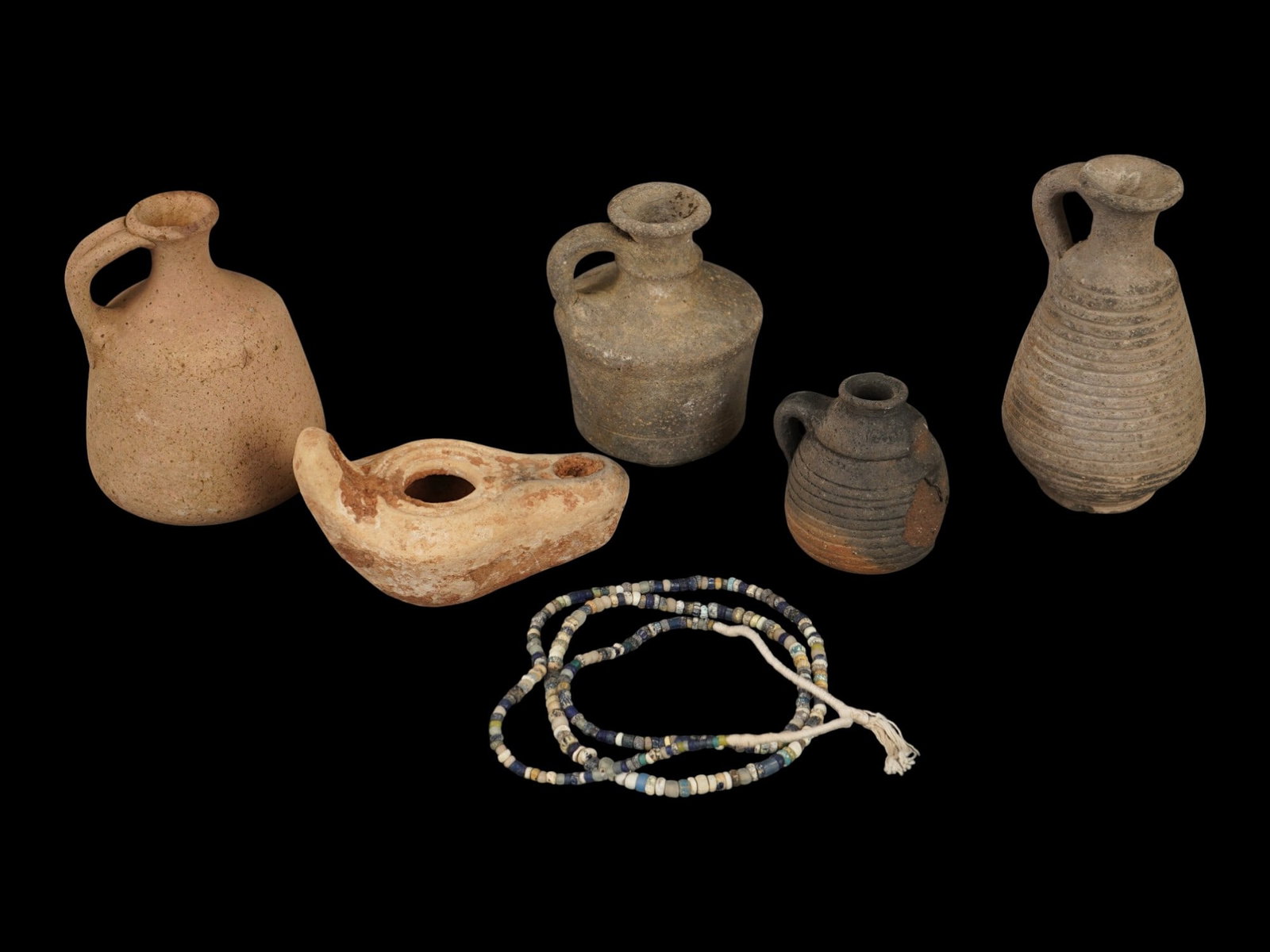ANCIENT TERRACOTTA PITCHERS GLASS NECKLACE 800 BC 400 AD (1 of 7)