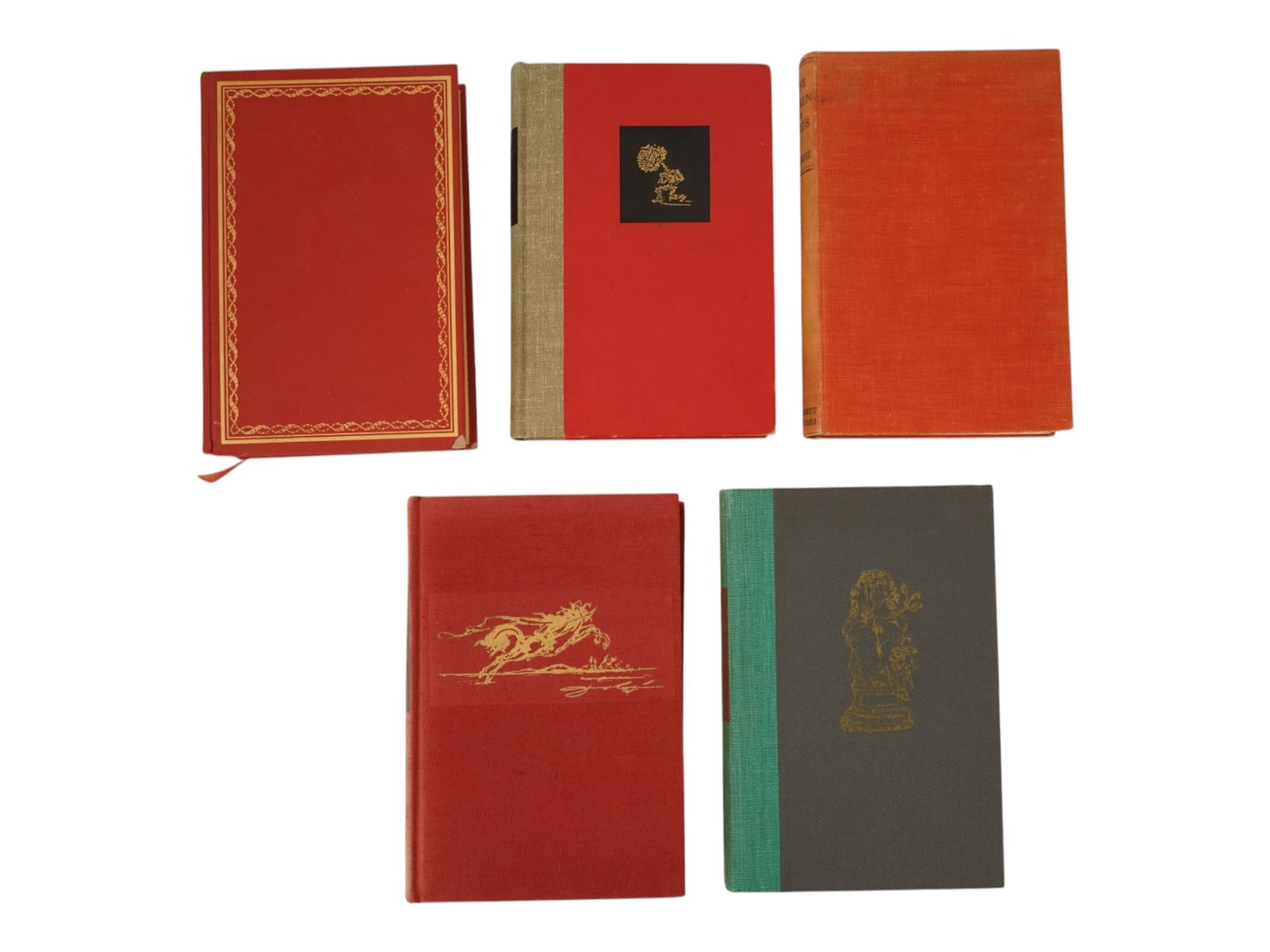 VINTAGE BOOKS ILLUSTRATED BY SALVADOR DALI: Group of five vintage hardcover books, including Salvador Dali-illustrated editions of Essays of Michel de Montaigne, The Autobiography of Benvenuto Cellini, and Wine, Women and Words by Billy Rose. M