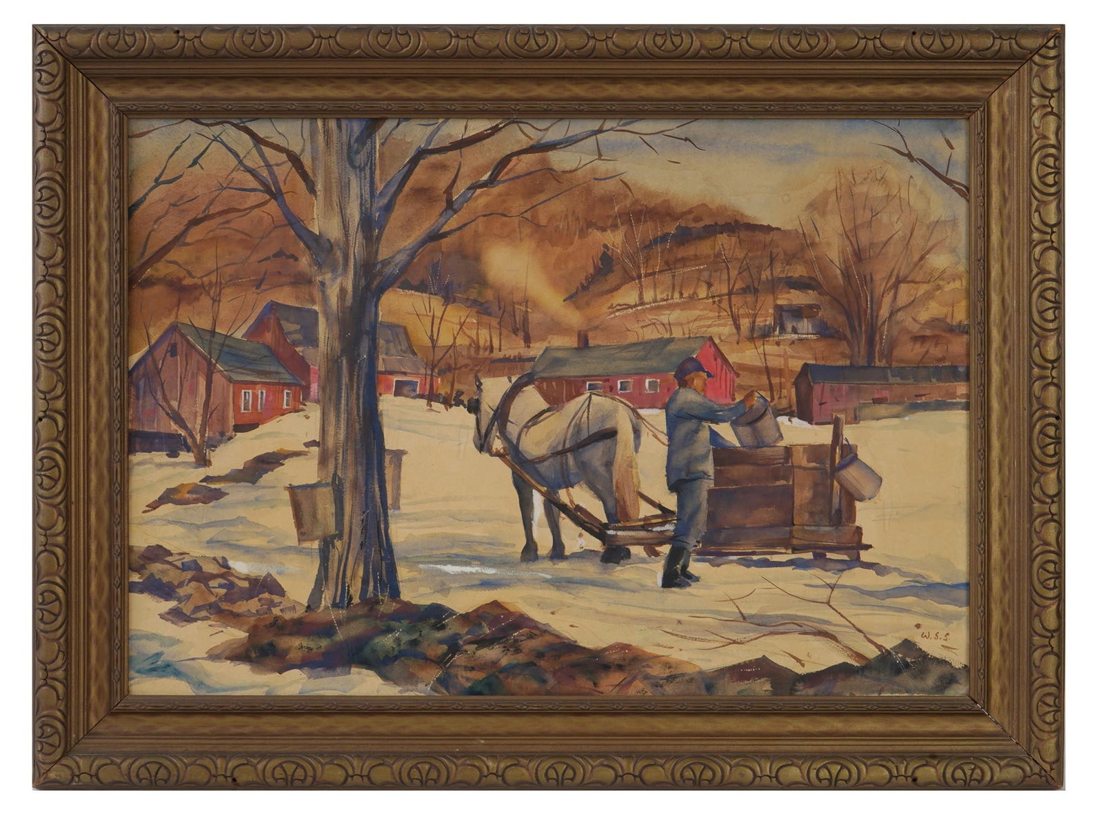 WILLIAM SAMUEL SCHWARTZ RURAL WATERCOLOR PAINTING (1 of 5)