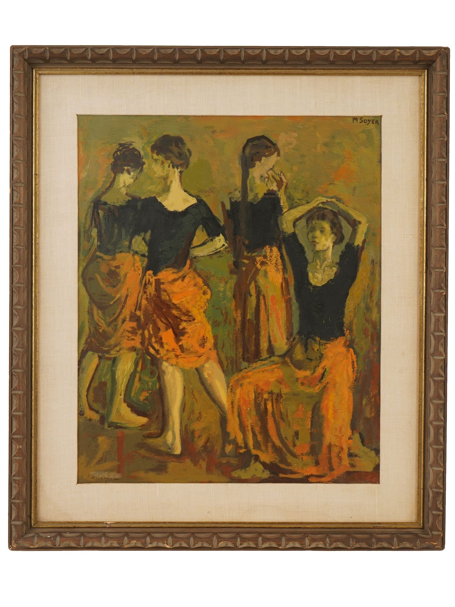 AMERICAN BALLERINAS OIL PAINTING BY MOSES SOYER (1 of 6)