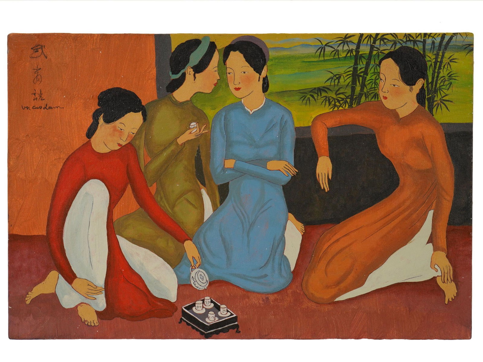 ATTR TO VU CAO DAM OIL ON CANVAS PAINTING: Note: The Wally Findlay Galleries label is inscribed on the verso. THIS LOT QUALIFIES FOR A 30-DAY UNCONDITIONAL RETURN FROM THE DATE OF SALE. BUYERS ARE RESPONSIBLE FOR RETURN SHIPPING. Dimensions