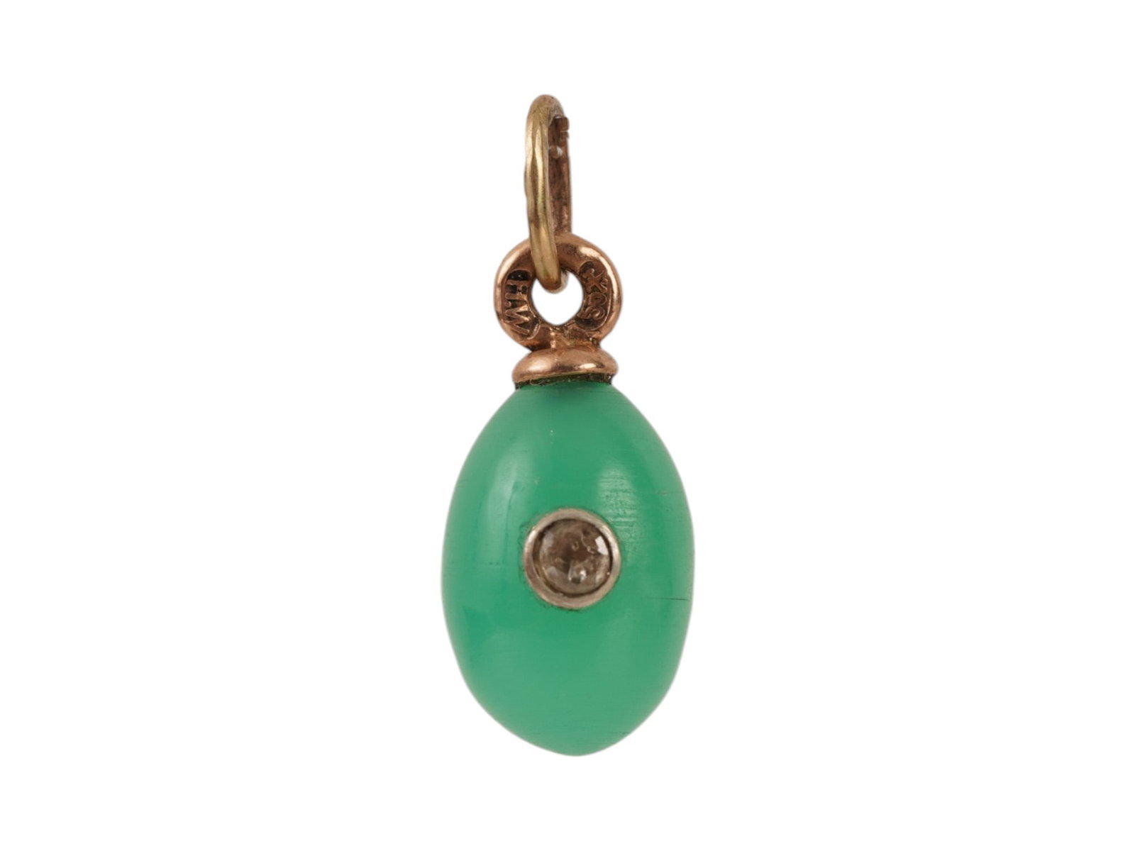 RUSSIAN 14K GOLD AND CARVED EASTER EGG PENDANT W DIAMOND (1 of 6)