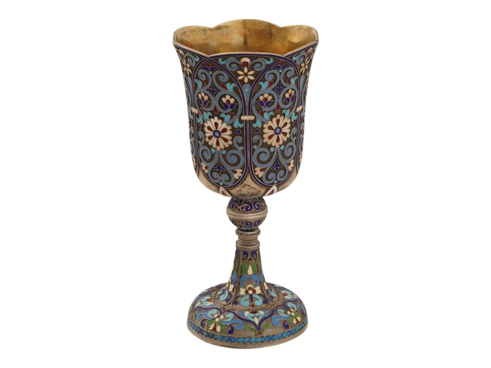 RUSSIAN JUDAICA SILVER CLOISONNE ENAMEL KIDDUSH CUP (1 of 8)