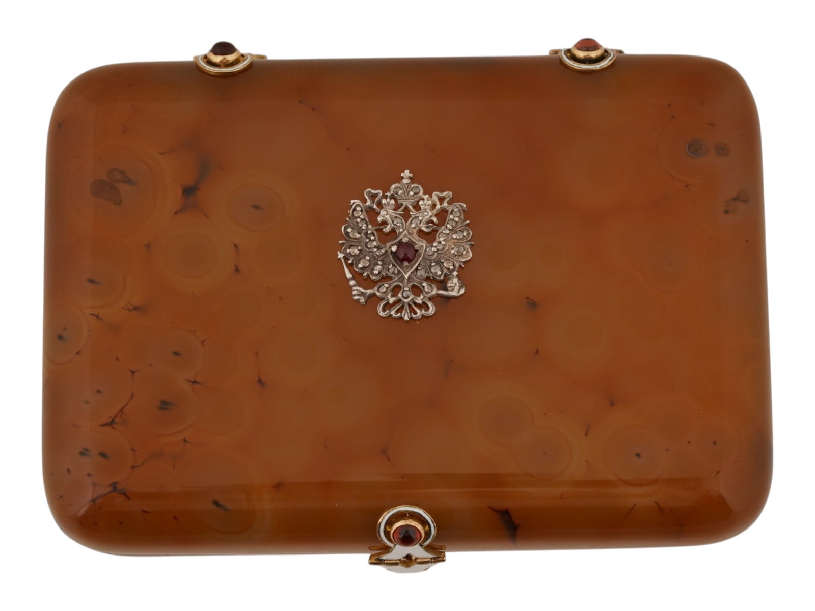 RUSSIAN GOLD AGATE RUBY AND DIAMOND CIGARETTE CASE - 2