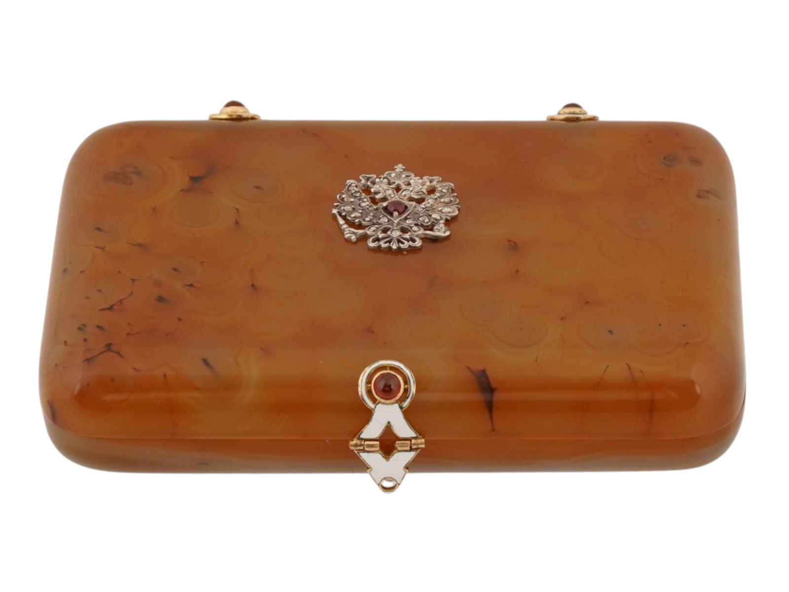 RUSSIAN GOLD AGATE RUBY AND DIAMOND CIGARETTE CASE - 4