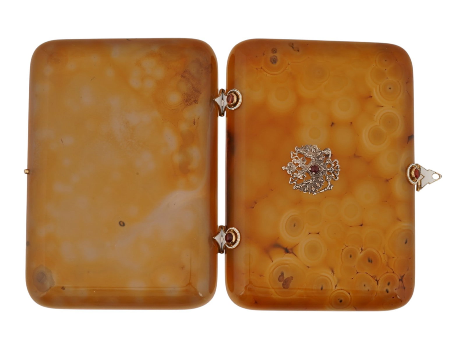 RUSSIAN GOLD AGATE RUBY AND DIAMOND CIGARETTE CASE - 7