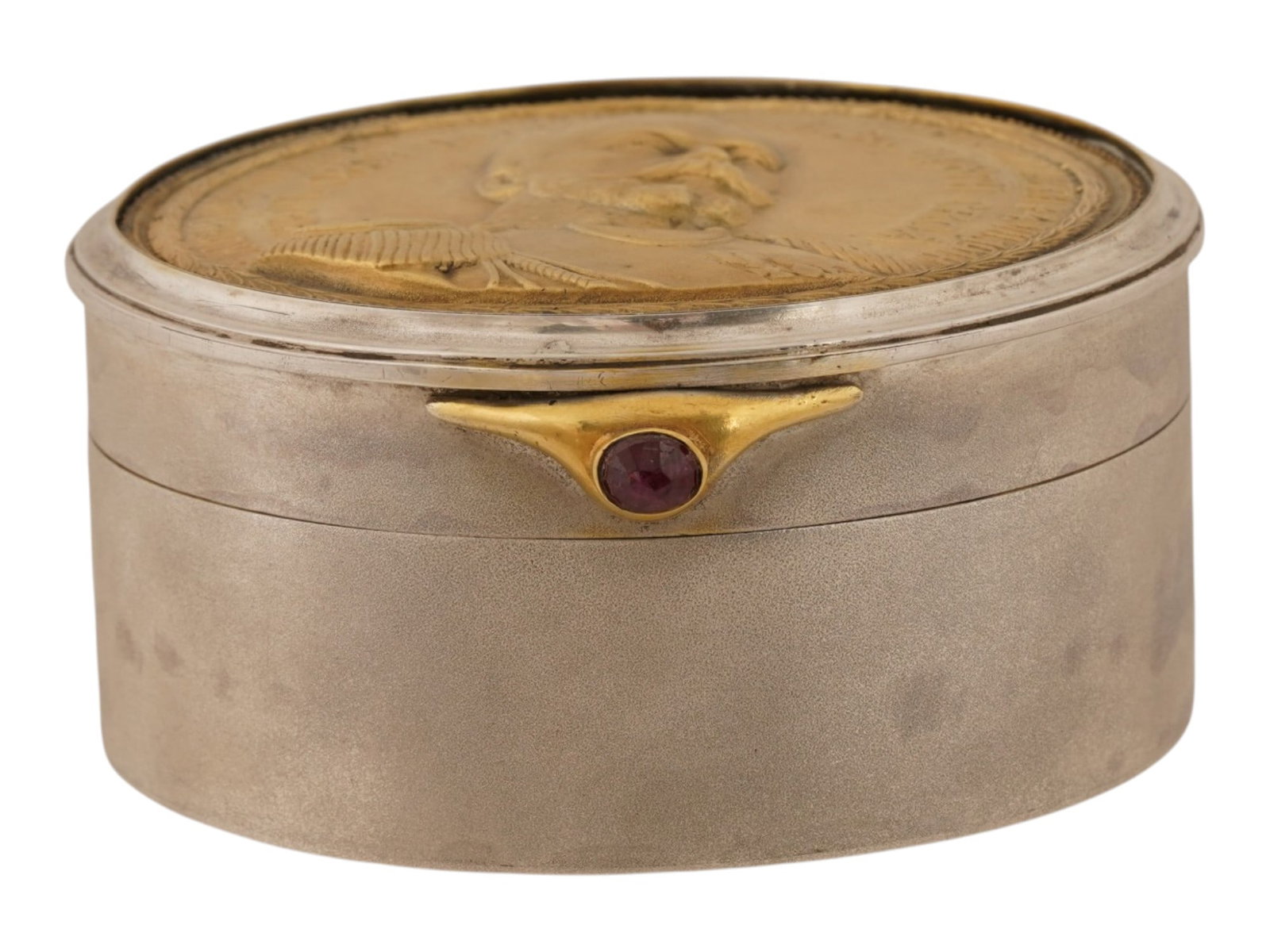 RUSSIAN SILVER AND RUBY TRINKET BOX NICHOLAS II - 3