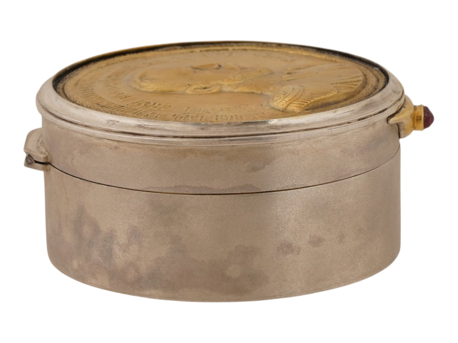 RUSSIAN SILVER AND RUBY TRINKET BOX NICHOLAS II - 7