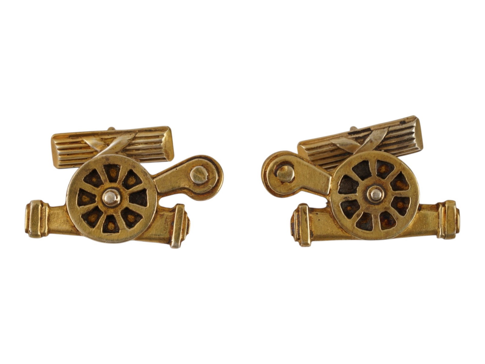 PAIR OF RUSSIAN 88 SILVER FIGURAL CANNON CUFFLINKS (1 of 4)