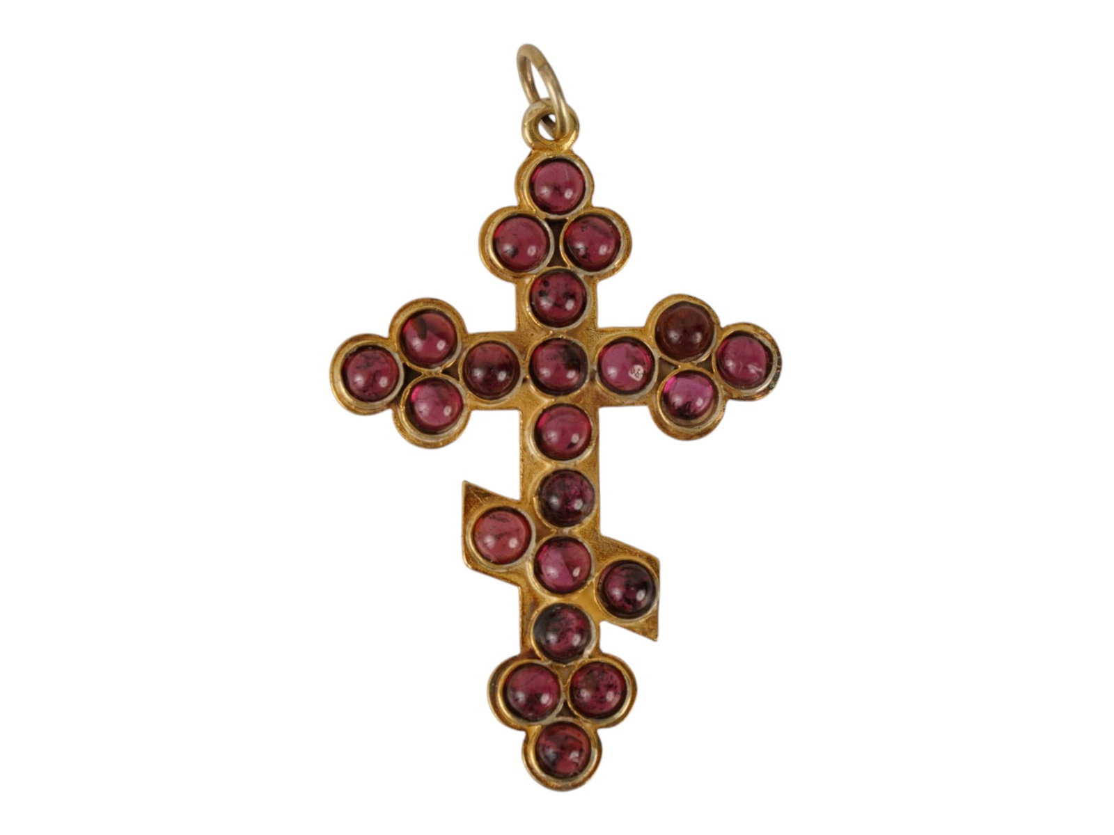 RUSSIAN GILT SILVER GARNETS CROSS CRUCIFIX PENDANT (1 of 8)