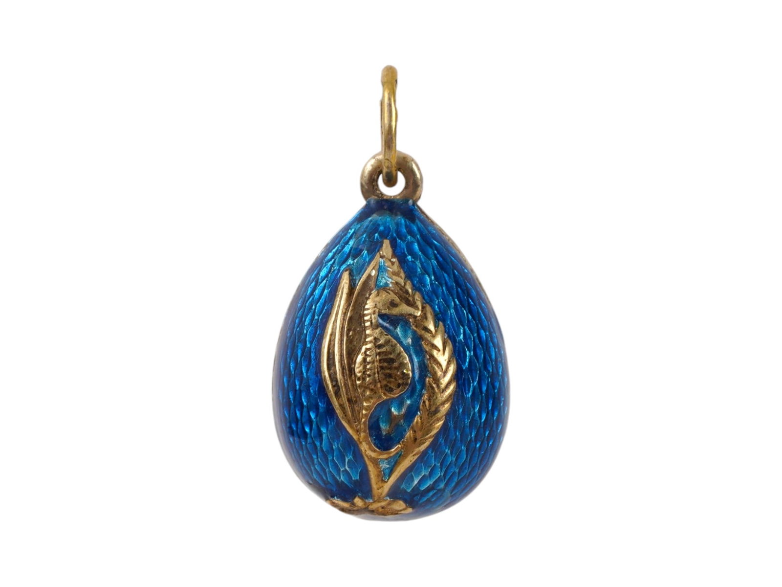 RUSSIAN GILT SILVER GUILLOCHE ENAMEL EASTER EGG PENDANT (1 of 6)