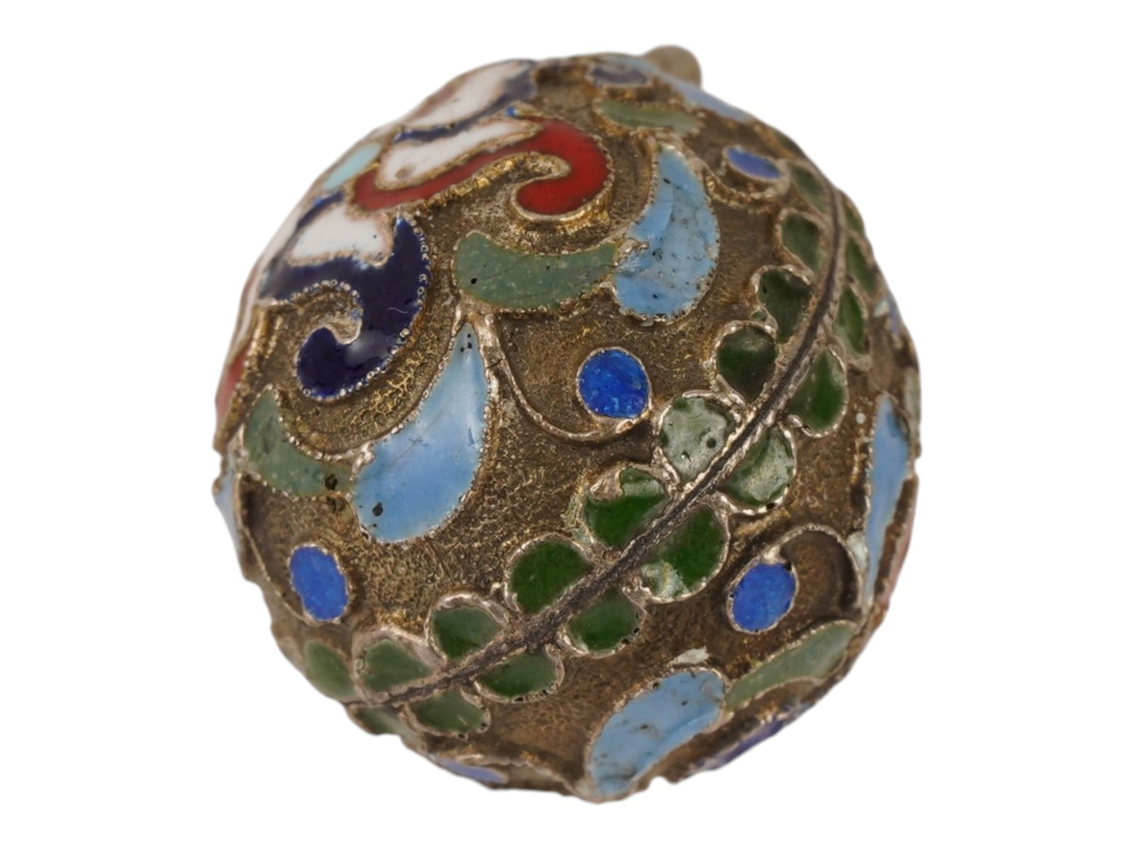 RUSSIAN SILVER CLOISONNE ENAMEL EASTER EGG PENDANT - 5