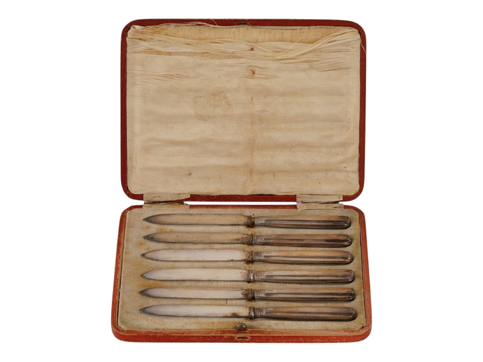 ANTIQUE ENGLISH FRUIT KNIVES W STERLING SILVER HANDLES (1 of 11)