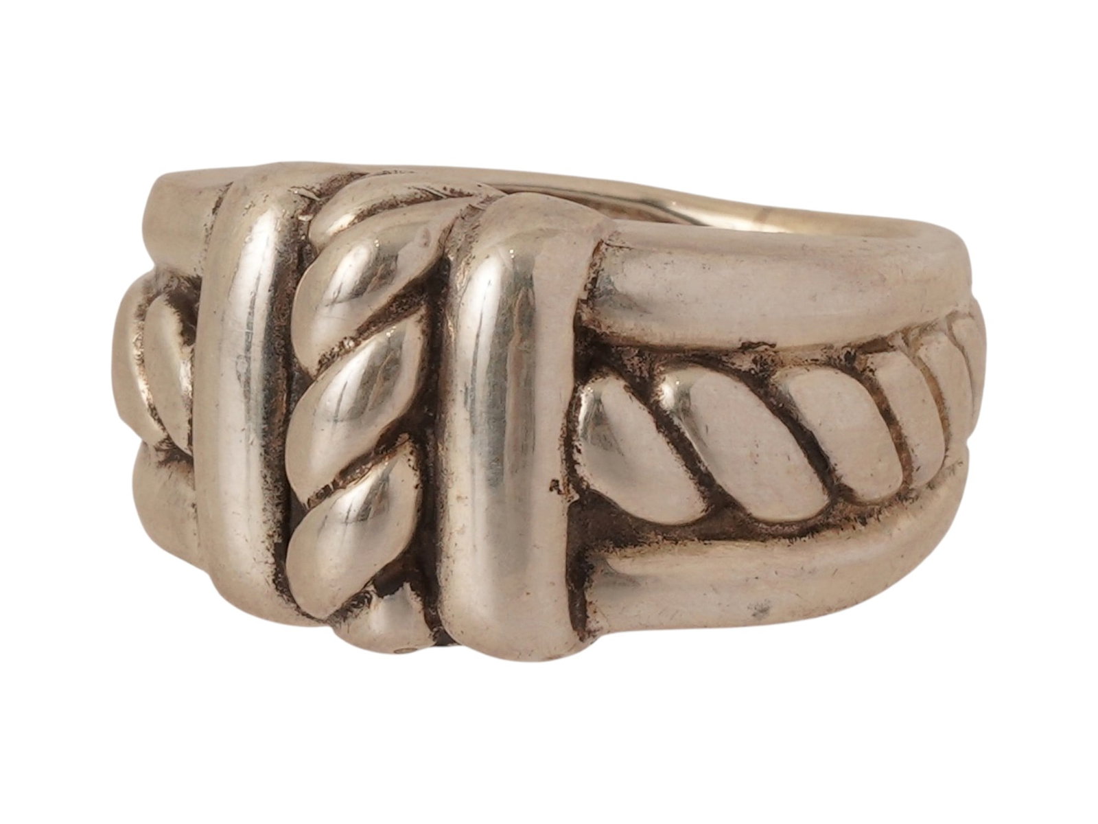 VINTAGE STERLING SILVER BRAIDED RING - 2