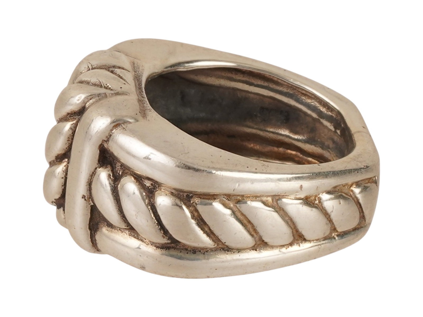 VINTAGE STERLING SILVER BRAIDED RING - 3