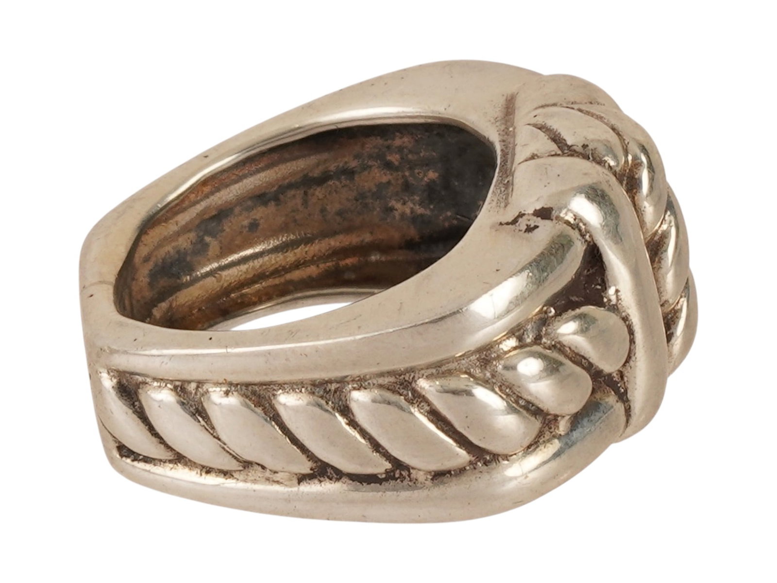 VINTAGE STERLING SILVER BRAIDED RING - 5