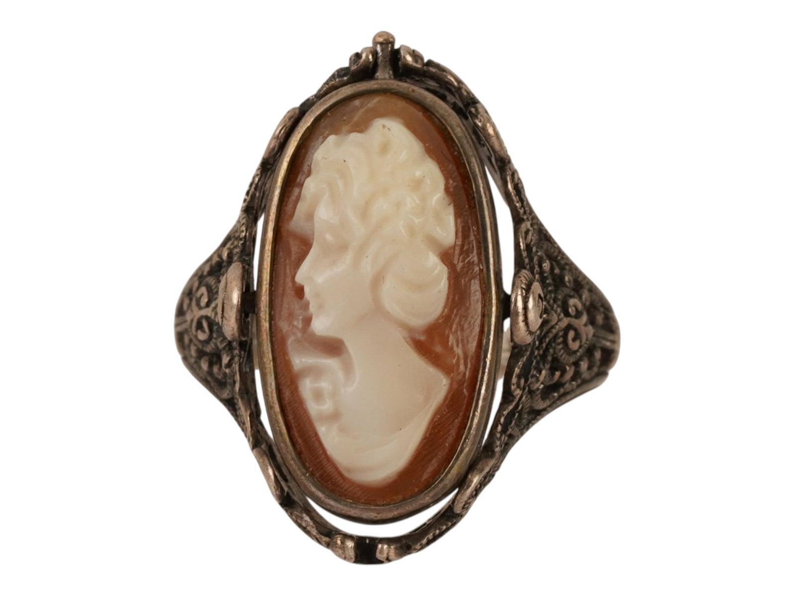 VINTAGE STERLING SILVER FLIP CAMEO DIAMOND RING (1 of 10)